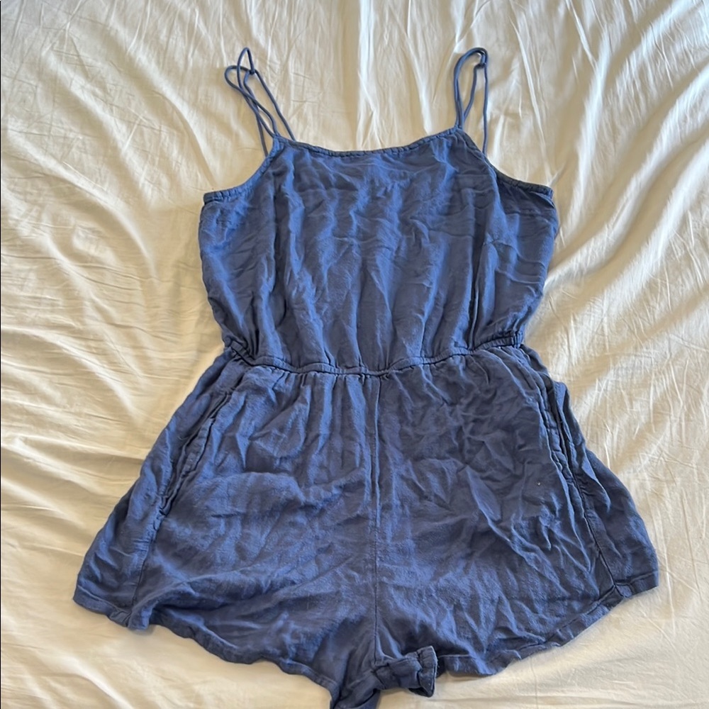 Blue Spaghetti Strap Romper